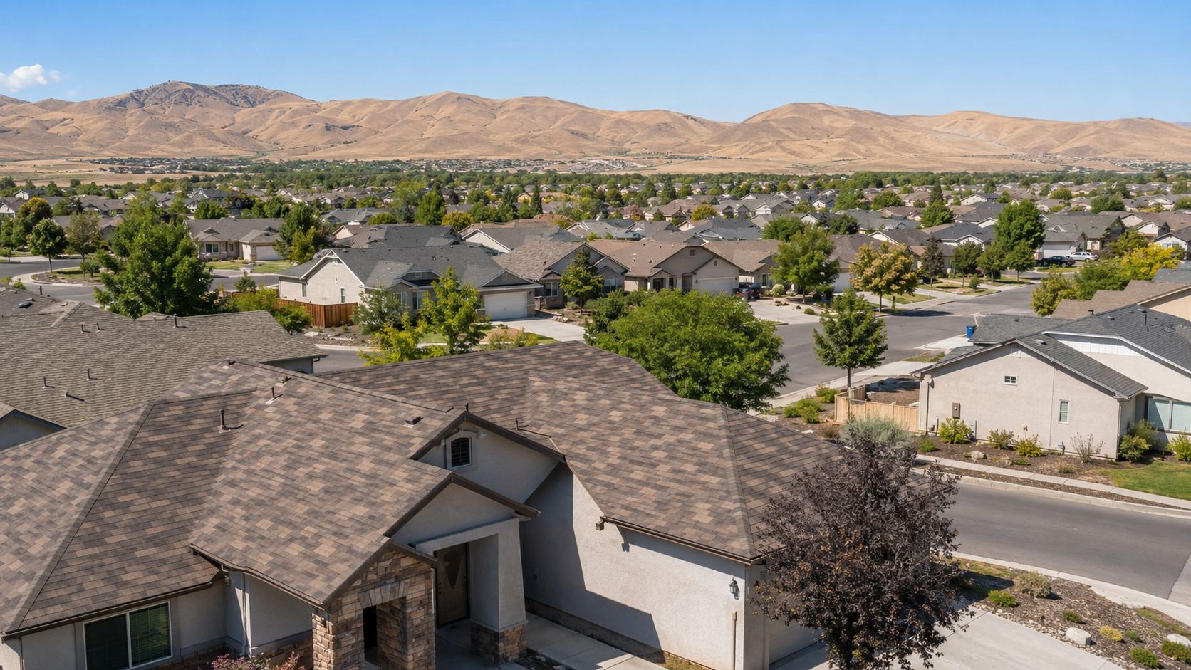 foothills horizon above a residential neighborhood